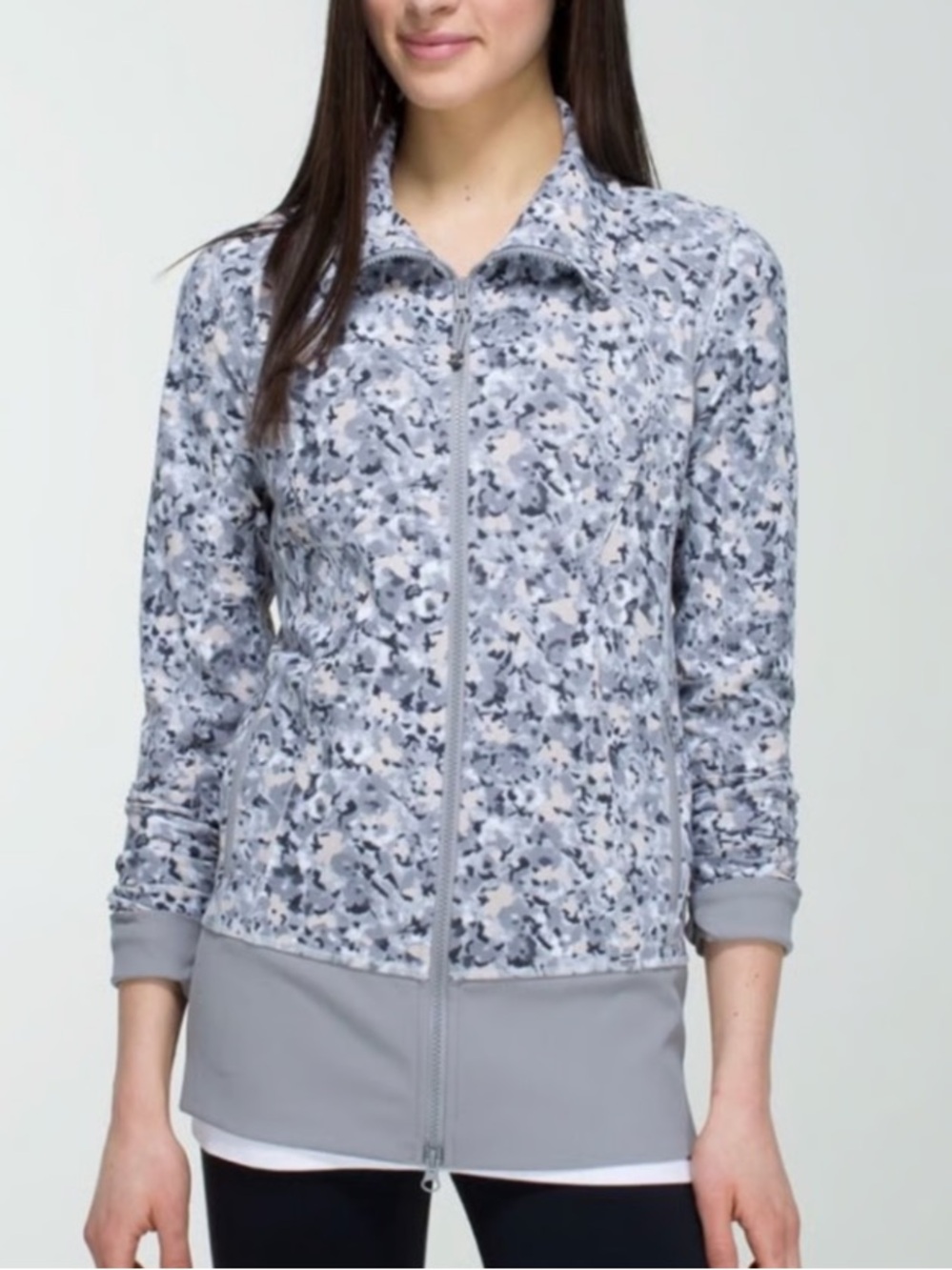 lululemon athletica Silver Floral-Print Full-Zip Jacket